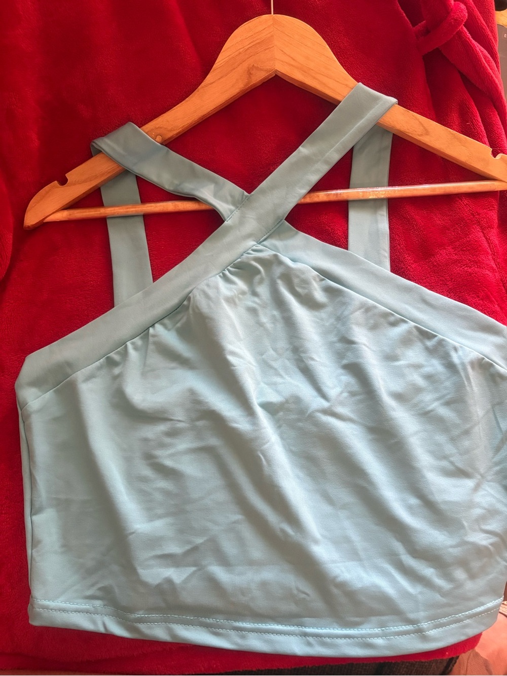 SHEIN Sky Blue Stretch Crop Top